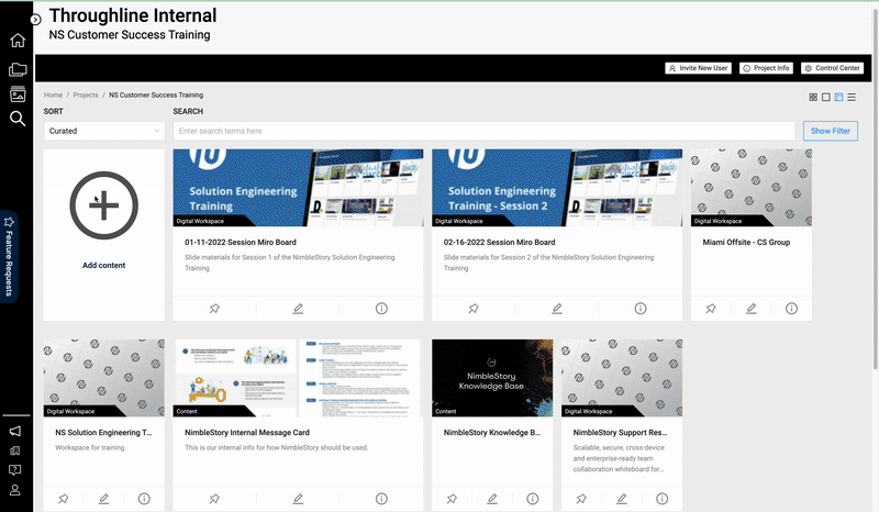 A gif of a user selecting the Add Content card and selecting the CE Core Visual button to open the screen of the Core Visual Editor.