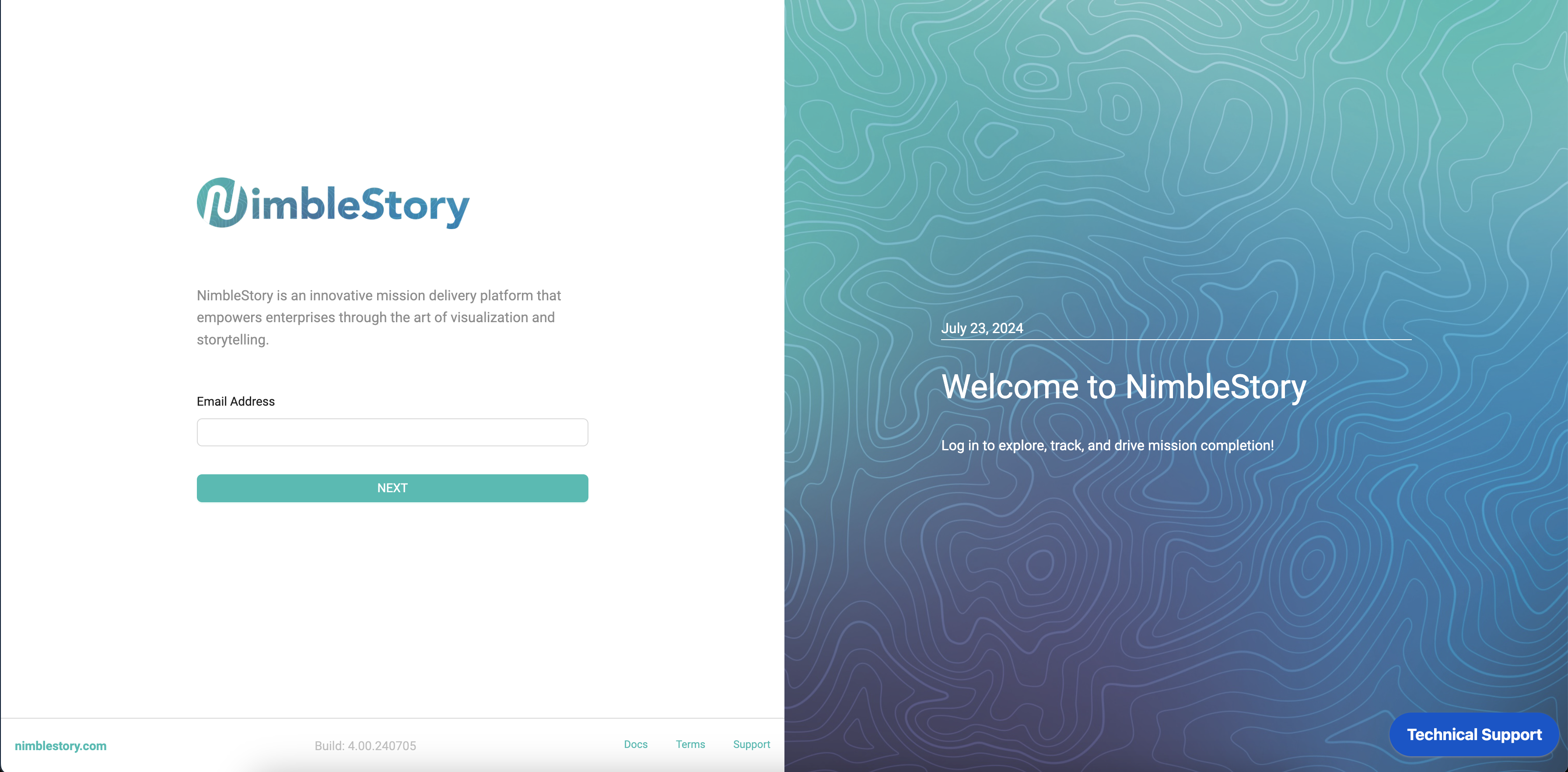 Updated image of the NimbleStory login screen