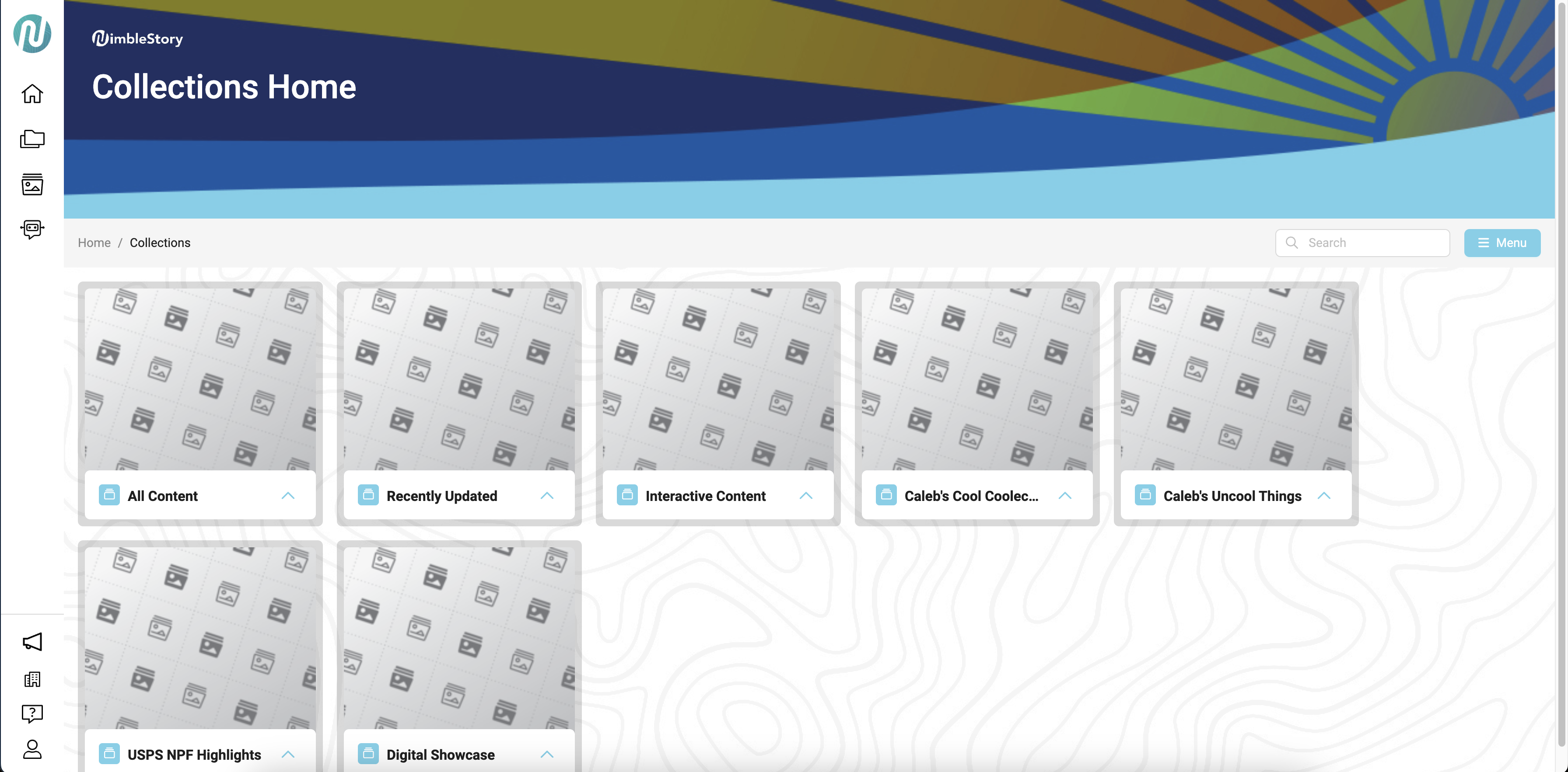 Image of the updated Collections Home screen displaying various system and personalized collections of content