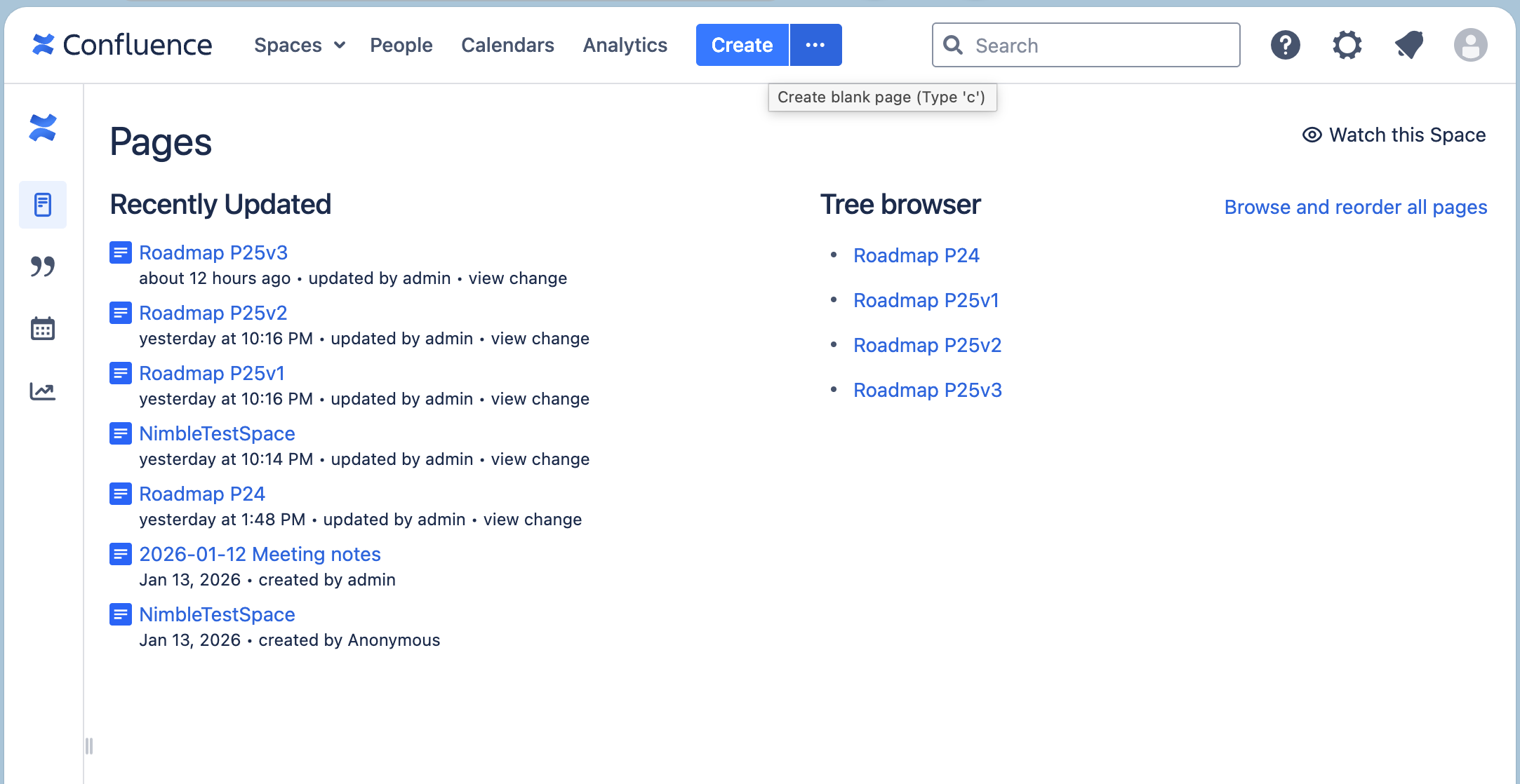 Confluence Page Step 1